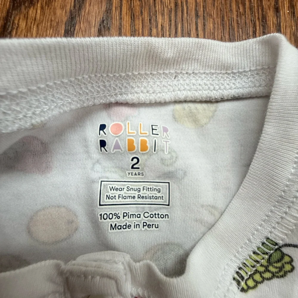 Roller Rabbit White Kids Pajama Set with Colorful Fruit & Stars Print